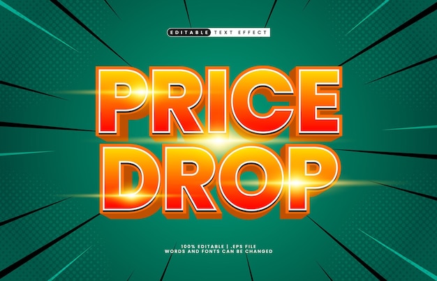 price drop editable text effect with a sale and discount text style