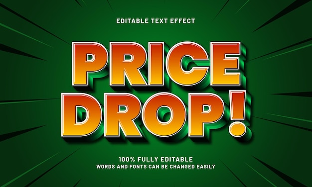 price drop editable text effect with a sale and discount theme
