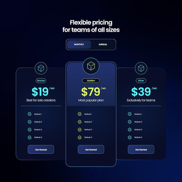 Pricing cards vector template