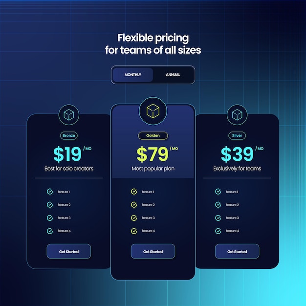 Pricing cards vector template