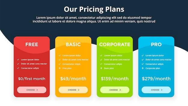 pricing plan marketing strategy infographic templates business presentation slide 4 options