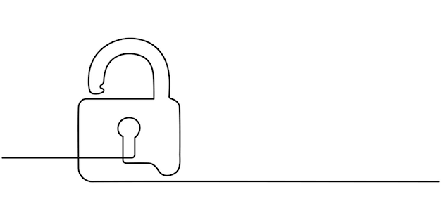 privacy lock continuous line editable icon continuous line art drawing of padlock continuous one