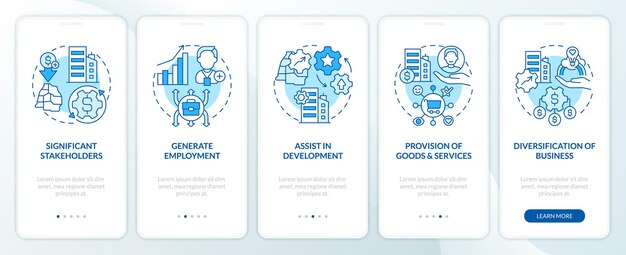 Private sector role blue onboarding mobile app screen