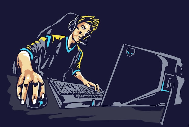 Pro Player E-sport Gamer Illustration