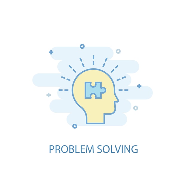 Problem solving line concept. Simple line icon, colored illustration. problem solving symbol flat design. Can be used for UI/UX
