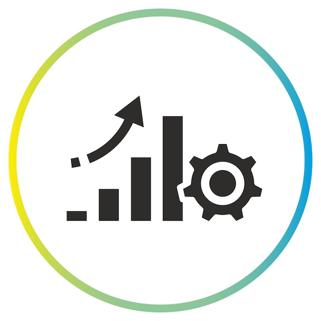 process efficiency icon productivity success graph with gear