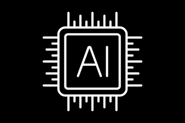 Processor AI Icon Icon related to Business Suitable for web site design app UI user interfaces Flat line icon style Simple vector design editable