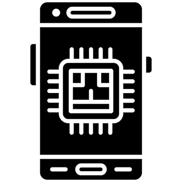 Processor Glyph Solid Black Illustration