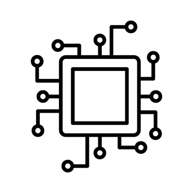 Processor icon outline set sign