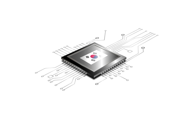 processor with flag of singapore on a white background technology concept vector