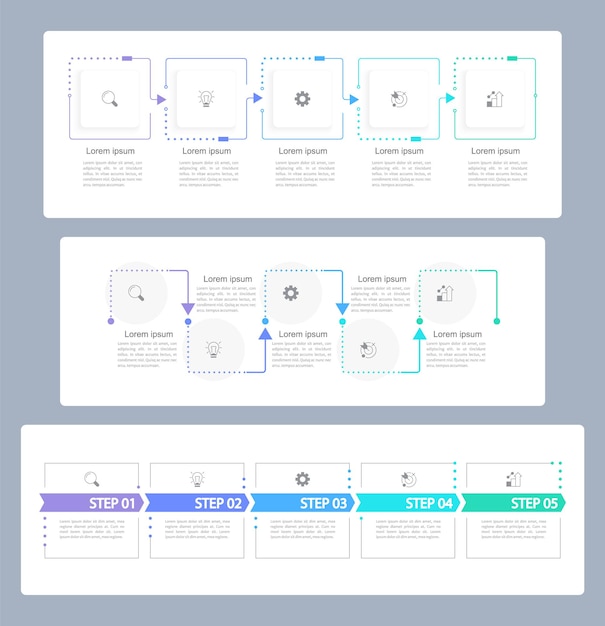 Productivity goals infographic chart design template set