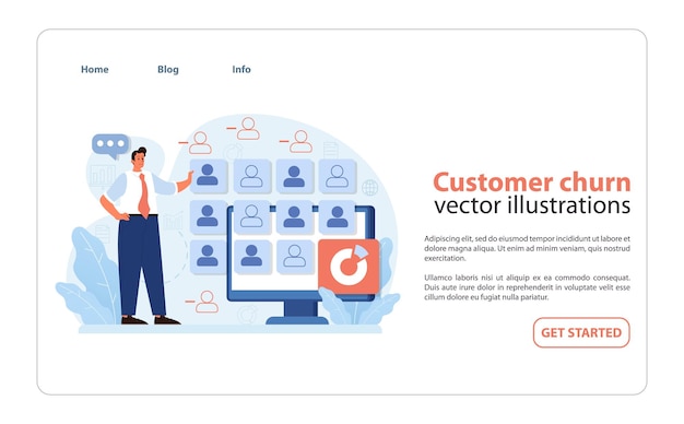 Professional analyzing customer churn on a digital screen highlighting lost clients among the active