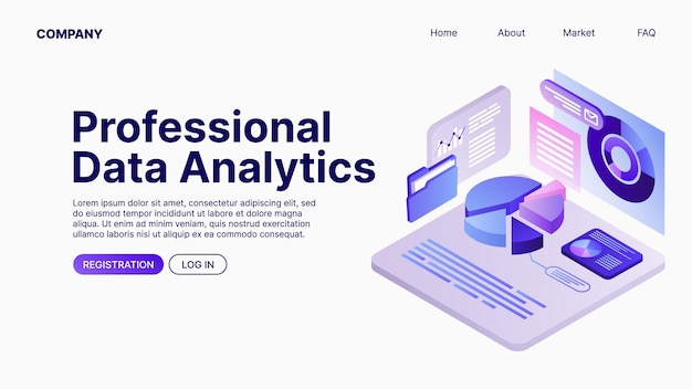 professional data analytics data analyse landing page template