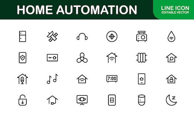 Professional Home Automation Icon Set Vector Illustration Most Useful Icons for Smart Devices Automation Systems and Home Control Features