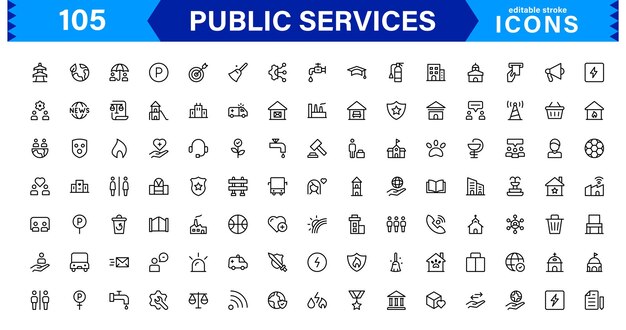 Professional Public Services Icons for Your Digital Projects This Collection Includes Symbols icon