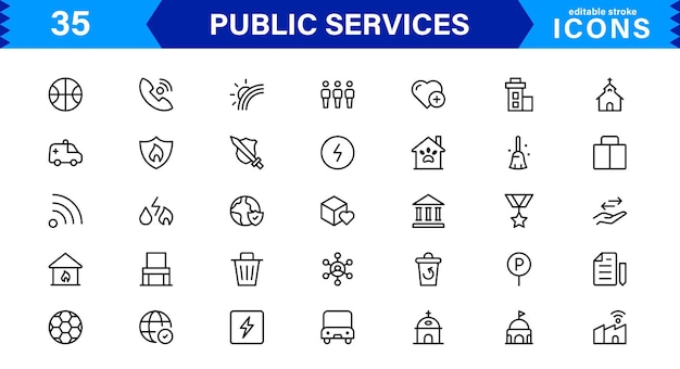 Professional Public Services Icons for Your Digital Projects This Collection Includes Symbols icon