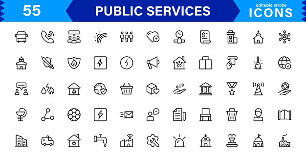 Professional Public Services Icons for Your Digital Projects This Collection Includes Symbols icon