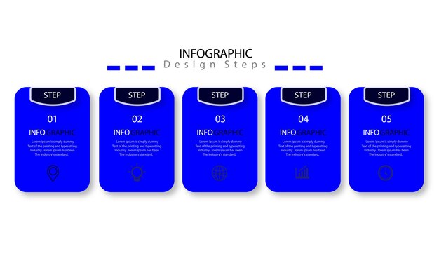 Professional template infographic with 6 steps