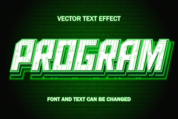 Program data computer technology 3d editable text effect font style template