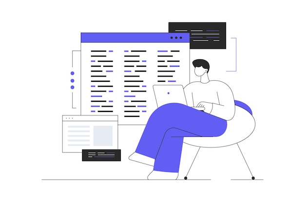 Programmer and engineering write code Software developer Backend development coding programming