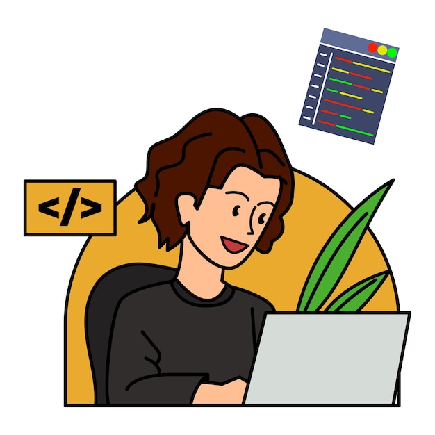 programmer coding vector illustration