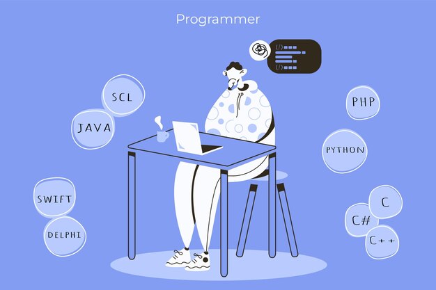 programmer concentrated on working on the project