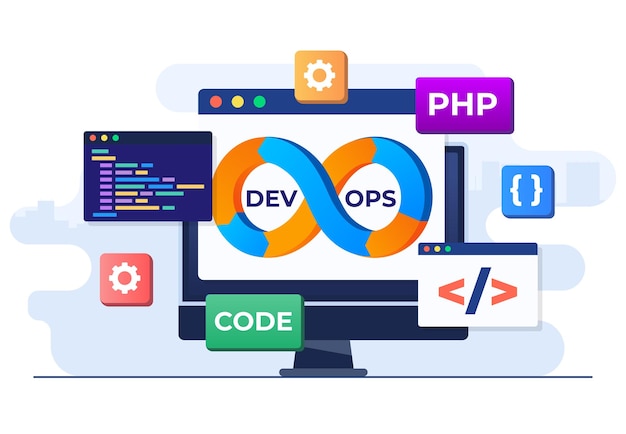 programmers practice of development and software operations devops concept