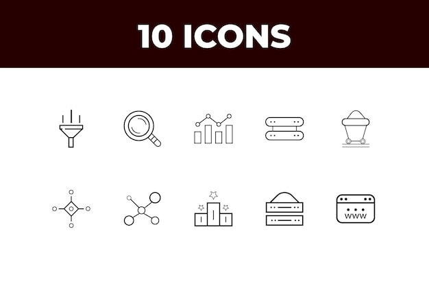 Programming coding set of web icons in line style Software development icons for web and mobile app
