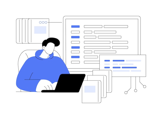 programming language learning isolated cartoon vector illustrations man using laptop learn