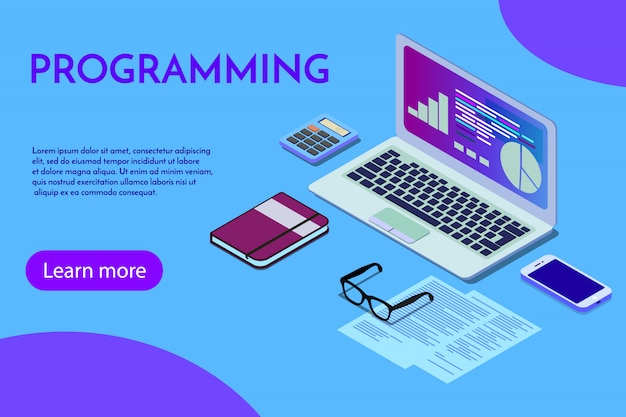 Programming Programmer programming website landing page template.