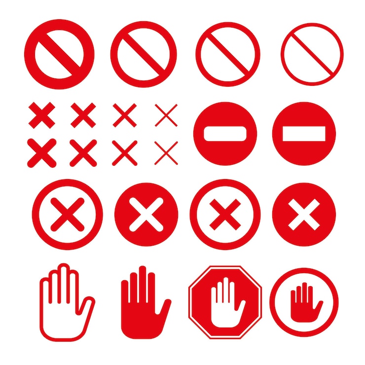 Vector prohibition stop sign set with different stroke widths no sign cancel or close flat vector