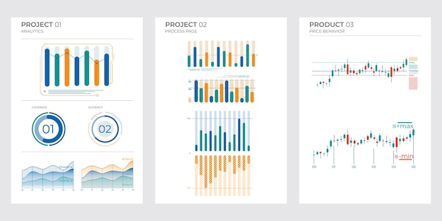 Project elements commercial charts modern visual vector illustration