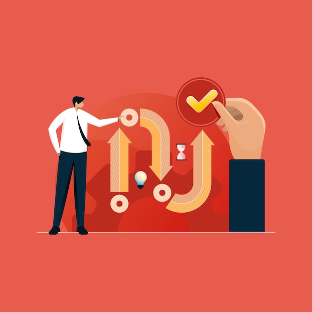 Project management, task instruction steps, workflow strategy and methodology process vector