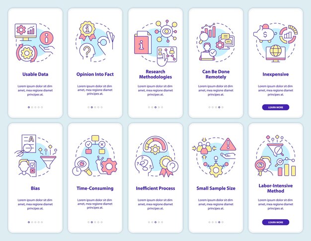 Pros and cons of case study onboarding mobile app screen set