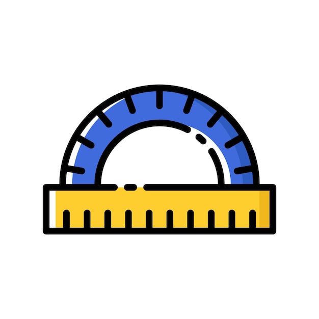 protractor ruler colourful vector illustration geometry measurement tool icon