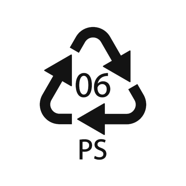 PS 06 recycling code symbol Plastic recycling vector polystyrene sign