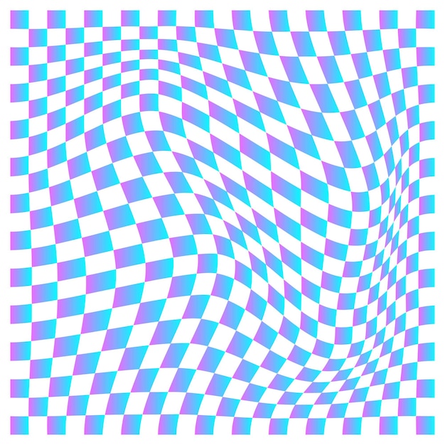 Psychedelic Distorted checkerboard pattern Illusion background