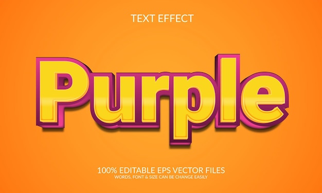 Purple 3D Vector Editable Text Effect Design