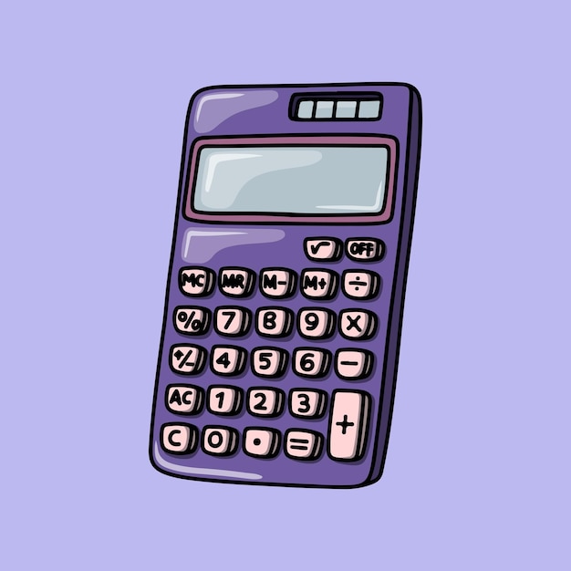 Purple classic calculator for educational or office equipment