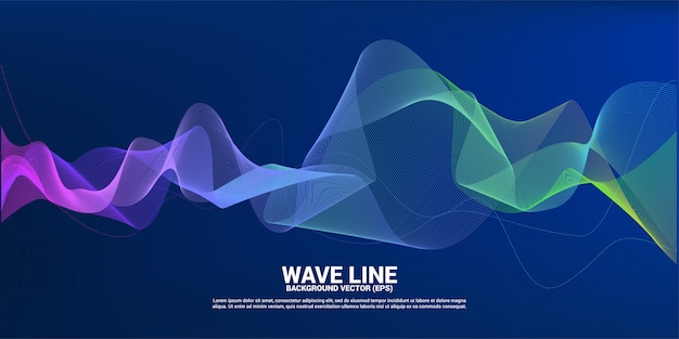purple green sound wave line curve on dark background. element for theme technology futuristic