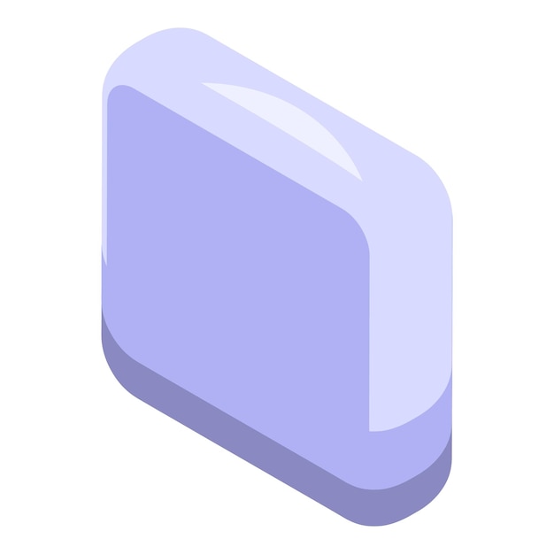 purple rounded square button isometric asset