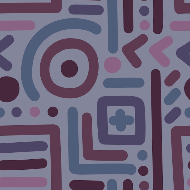 purple seamless vector background with multicolored geometric elements