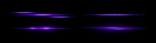 purple streak set icon vibrant horizontal glowing purple light beams with sparkling particles on a dark background ideal for futuristic tech or abstract designs