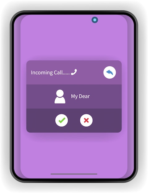 Purple Themed Smartphone Interface Displaying Incoming Call Notification with Contact Name and Interaction Buttons