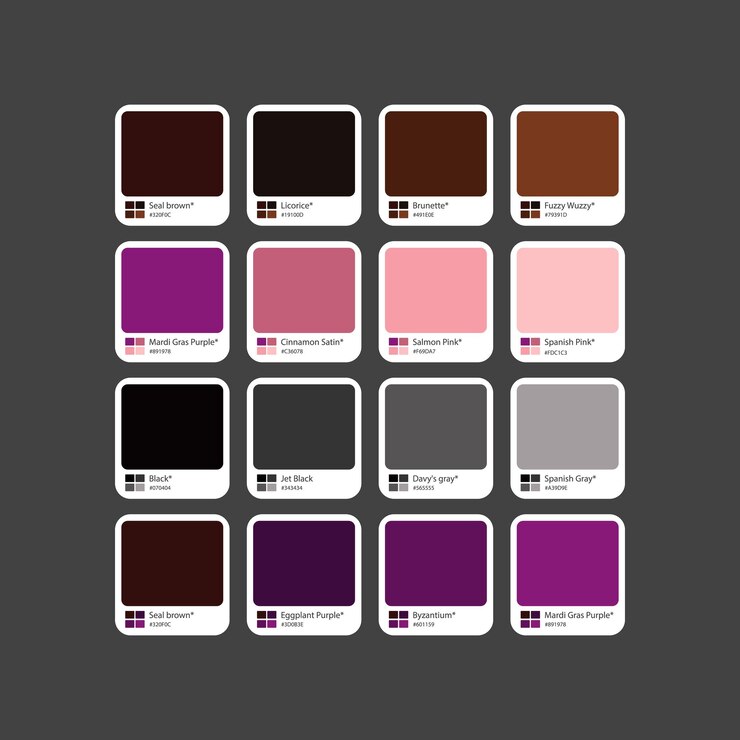 Vector purplebrown amp cream color combination palette with hex