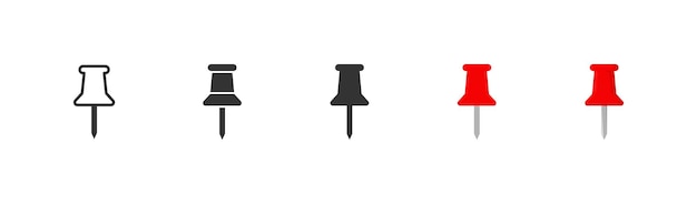 Push pin icon set in flat style Vector design element