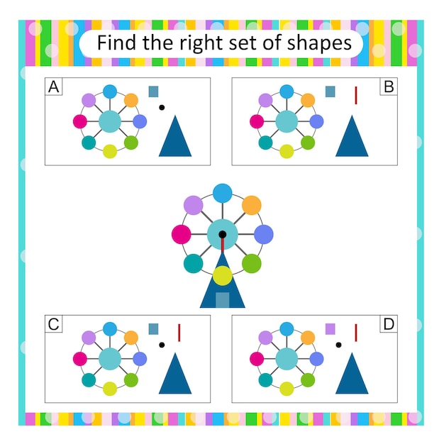 puzzle for kids find the correct set of cartoon ferris wheel answer is c