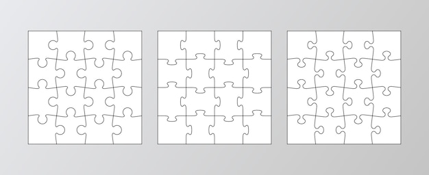 Puzzle grids infographics collection Puzzle with 16 pieces Jigsaw business chain infographic