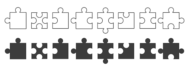 Puzzle pieces vector Puzzle black icon set