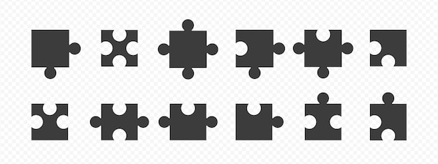 Puzzle pieces vector Puzzle black icon set